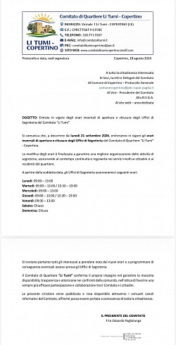 Circolare 155 - Entrata in vigore orari estivi di apertura e chiusura degli Uffici di Segreteria